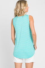 Mint Striped Sleeveless Top