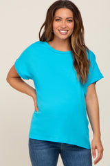 Aqua Short Sleeve Maternity Top