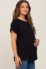 Black Short Sleeve Maternity Top