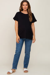 Black Short Sleeve Maternity Top