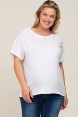 White Short Sleeve Plus Maternity Top