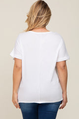 White Short Sleeve Plus Maternity Top