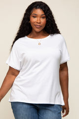 White Short Sleeve Plus Maternity Top