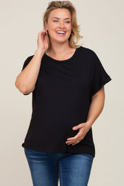 Black Short Sleeve Plus Maternity Top