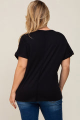 Black Short Sleeve Plus Maternity Top