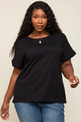 Black Short Sleeve Plus Maternity Top