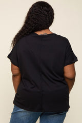 Black Short Sleeve Plus Top