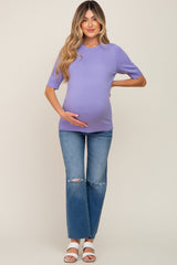 Lavender Knit Fitted Maternity Blouse