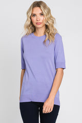 Lavender Knit Fitted Maternity Blouse