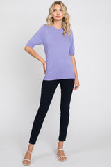 Lavender Knit Fitted Blouse