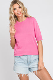 Fuchsia Knit Fitted Blouse