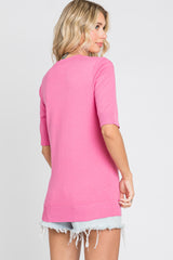 Fuchsia Knit Fitted Blouse