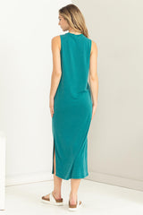 Teal Soft Knit Sleeveless Midi Dress