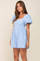 Light Blue Puff Sleeve Romper