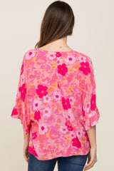 Coral Floral Dolman Sleeve Maternity Blouse