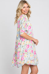 Blue Floral Babydoll Dress