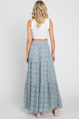 Sage Floral Tiered Maxi Skirt