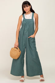 Forest Green Plaid Tie Back Overall