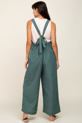 Forest Green Plaid Tie Back Overall