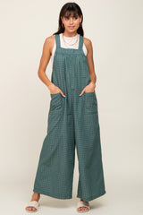 Forest Green Plaid Tie Back Overall