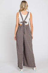 Mocha Plaid Tie Back Overall