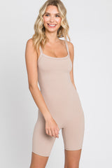 Taupe Ribbed Bodycon Maternity Romper