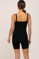 Black Ribbed Bodycon Maternity Romper