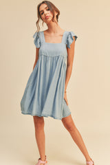 Denim Ruffle Sleeve Dress