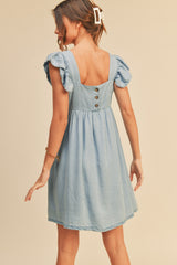 Denim Ruffle Sleeve Dress