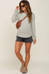 Black Raw Hem Maternity Denim Shorts