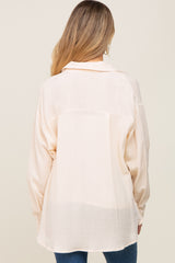 Cream Button Up Collared Maternity Top