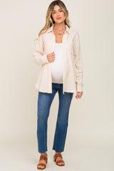 Cream Button Up Collared Maternity Top