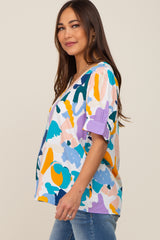 Ivory Multi-Color Printed Maternity Blouse