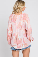 Pink Abstract Print Blouse