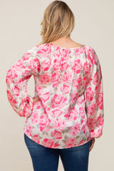 Pink Rose Silky Maternity Plus Blouse