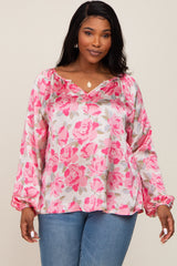 Pink Rose Silky Maternity Plus Blouse