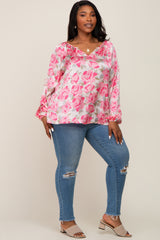 Pink Rose Silky Plus Blouse