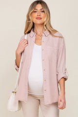 Mauve Button Down Maternity Top