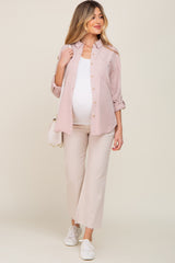 Mauve Button Down Maternity Top