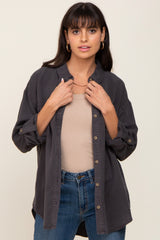 Charcoal Button Down Maternity Top