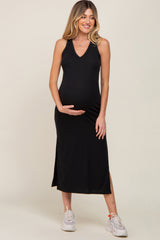 Black Basic Maternity Shift Midi Dress