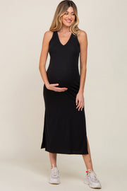 Black Basic Maternity Shift Midi Dress