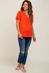 Red Dot Print Puff Sleeve Maternity Blouse