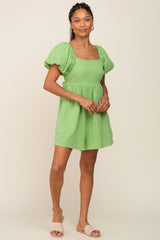 Green Puff Sleeve Romper