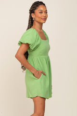 Green Puff Sleeve Romper