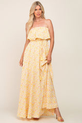 Yellow Floral Sleeveless Maxi Dress