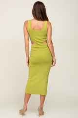 Lime Sleeveless Side Cutout Midi Dress