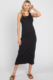 Black Racerback Fitted Midi Dress