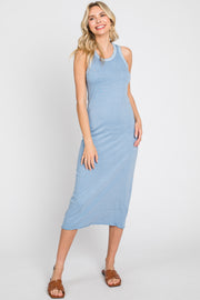 Blue Racerback Fitted Midi Dress