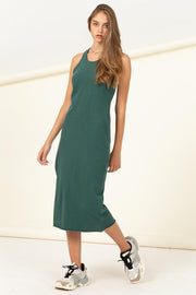 Forest Green Racerback Fitted Midi Dress